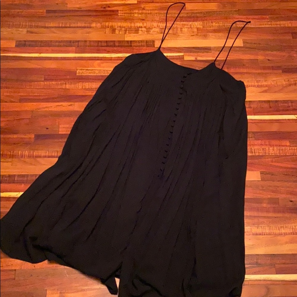 YFB Black Skinny Strap Button Down Babydoll Dress